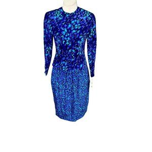 CC Courtenay Vintage 90s 100% Silk Scattered Dots Skirt Outfit Size 4P NWT